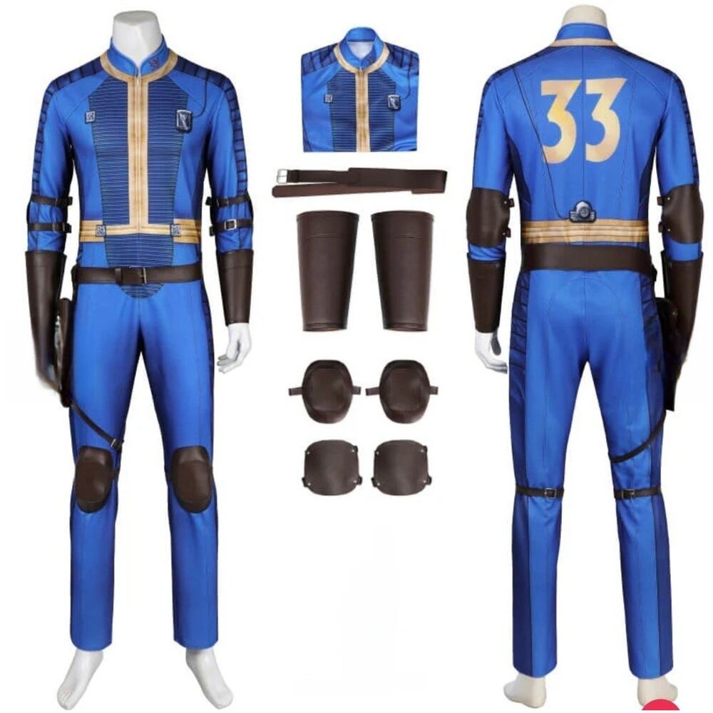 Fallout Vault Suit 33 Halloween Costume Vault Dweller Jumpsuit Cosplay Adult S